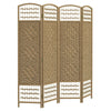 4 Panel Folding Room Divider, Portable Privacy Screen, Wave Fiber Room Partition for Home Office, White, Natural