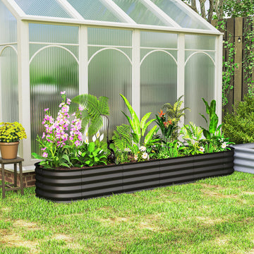 7.9 x 2 x 1ft Galvanized Raised Garden Bed Kit, Metal Planter Box with Safety Edging, Black