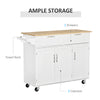 Modern Kitchen Island, Utility Kitchen Serving Cart with 2 Storage Drawers & Cabinets for Dining Room, White