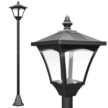 Single Solar Lamp Post Garden Solar-Powered LED Streetlight Style Outdoor Light Waterproof 5-6 Hours with Base for Lawn Pathway Walkway 47