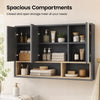 Wall Mounted Bathroom Medicine Cabinet with Mirror and Shelves, Grey
