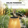 2 Pack Wicker Solar Lanterns Outdoor Waterproof Hanging Lights with Auto On/Off and Handles, Brown