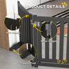 Foldable Dog Gate with Door, 4 Panels Fressstanding Pet Gate, Black