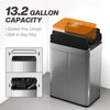 13.2 Gallon Sensor Can, Automatic Garbage Can with Soft-Close Butterfly Lid, Fingerprint-Proof Stainless Steel, Silver