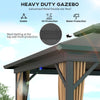 10' x 12' Hardtop Gazebo, Sun Shelter with Double Tier Metal Roof, Mosquito Netting, and Hanging Hook, Dark