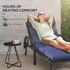 Patio Chaise Lounge Chair Cushions Replacement Sun Lounger Pads with Headrest and Ties, Set of 2, Dark Blue