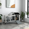 Rabbit Cage with Wheels, Ramp, Run, Tray for Indoor Outdoor, Suitable for Rabbit, Guinea Pig, Grey