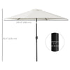 8.5' Round Aluminum Patio Umbrella 6 Ribs Market Sunshade Tilt Canopy w/ Crank Handle Garden Parasol Cream White