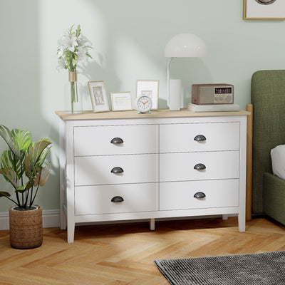 Chest of Drawers with Quiet Slides, Modern 6 Drawer Dresser for Bedroom, Closet, Living Room, Entryway, White