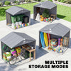 4.5' x 6' Plastic Garden Storage Shed with Latch Door, Vents, Sloped Roof, Light Grey