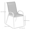 Set of 4 Outdoor Dining Chairs, Stackable Lawn Chairs with High Back, Breathable Mesh Seat for Garden Porch, White