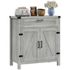 Farmhouse Kitchen Storage Cabinet, Sideboard Buffet Cabinet with 2 Rustic Barn Doors and Drawer, Grey