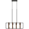 Farmhouse Kitchen Island Lighting, Linear Pendant Light with 4 Rotatable Frames and Adjustable Height, Walnut