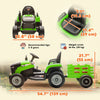 Qaba 12V Kids Ride On Tractor with Trailor, Remote Control, Music, Lights, Shifter, for Kids Ages 3-8 Years, Green