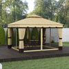 10' x 12' Double Roof Patio Gazebo Canopy, Outdoor Gazebo Shelter with Netting & Curtains, for Garden, Lawn and Deck