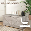 39.4 Inches Storage Chest, Storage Trunk with 2 Safety Hinges for Living Room, Grey Wood Grain