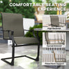 C Spring Motion Patio Chairs Set of 2 with Curved High Backrest, Armrest, All Weather Breathable Fabric, Metal Frame, Grey