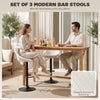 Bar Stools Set of 3, Swivel Counter Height Bar Stools with Back, Adjustable Linen-Look Bar Chairs, Off-White
