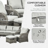 6 Pieces Patio Furniture Set, Conversation Set Wicker Sectional Set Cushioned Outdoor Rattan 3-Seat Sofa, 2 Adjustable Recliners, 2 Footstools & Table Set for Lawn Garden Backyard, Light Grey