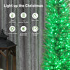 7.5ft Christmas Tree with Colourful DIY Synchronized LEDs, Hinged Pencil Xmas Tree with Remote, Daily Timer, Green