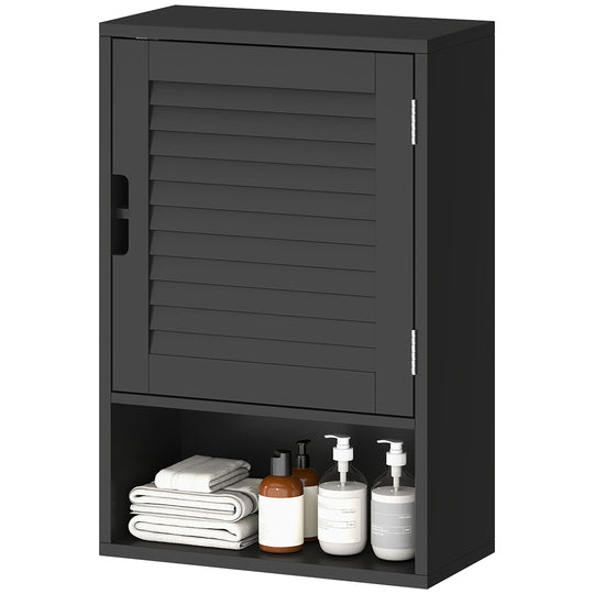Bathroom Cabinet, Wall Mounted Storage Cabinet with Adjustable Shelves, 40 x 20 x 60 cm, Black