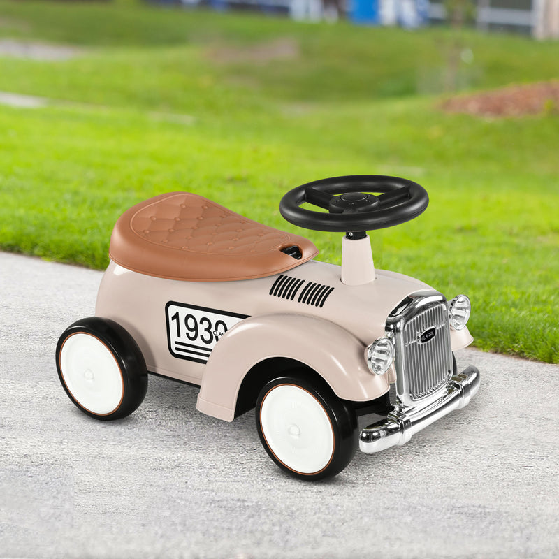 Ride on Sliding Classic Car for Toddlers, Foot To Floor Slider with Under Seat Storage, Aged 18-36 Months, Cream White