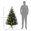 5ft Prelit Artificial Christmas Tree with 542 Tips, Warm White LED Lights, Steel Base, Hinged Xmas Tree, Auto Open