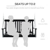 2-Seater Patio Swing Chair, Fir Wooden Porch Swing with Slatted Design, Hanging Chains for Outdoor, Garden, Black