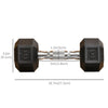 Soozier 2 x 10lbs Rubber Dumbbells Weight Set, Dumbbell Hand Weight for Body Fitness Training for Home Office Gym, Black