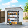 7' x 4' Outdoor Storage Shed, Metal Garden Tool Storage House Organizer with Lockable Sliding Doors and Vents for Backyard Patio Lawn, Light Grey