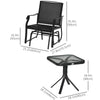3 Piece Patio Glider Set Outdoor Gliders with Breathable Mesh Seat, Glass Top Table for Garden, Yard, Black