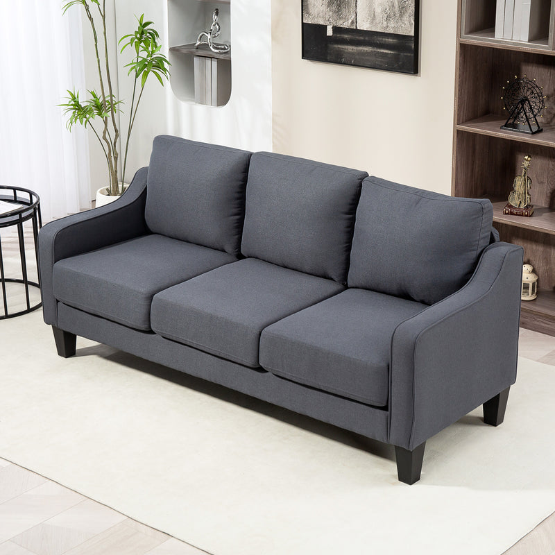 3 Seater Sofa, Modern Couch with Pocket Spring, Linen Upholstered, Thick Padded