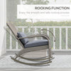 Adirondack Chair, Outdoor Wicker Rocking Chair with High Back, Seat Cushion and Pillow for Porch, Balcony, Grey
