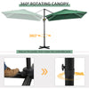 8' x 8' Square Cantilever Umbrella with 360° Rotation, Aluminum Outdoor Cantilever Market Parasol with Crank & Tilt, Garden Sun Canopy Shelter with Cross Base, Green