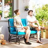 2-Person Outdoor Glider Chair, Patio Double Rocking Loveseat with Steel Frame and Cushions for Backyard, Garden and Porch, Blue