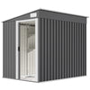 5x7 Garden Shed, Lean-to Metal Storage with Foundation, Sliding Door & 2 Vents for Garden Tools, Dark Grey