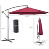 10' Deluxe Patio Umbrella, Outdoor Market Parasol, Banana Hanging Offset Sunshade with Crank, Cross Base, Wine Red