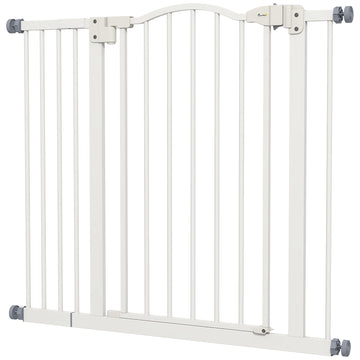 Extra Tall Dog Gate with Door, Pressure Fit, Auto Close, Double Locking for Doorways Hallways Stairs, 29