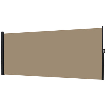 13' x 6' Retractable Side Awning, Outdoor Privacy Screen for Garden, Hot Tub, Balcony, Terrace, Pool, Khaki