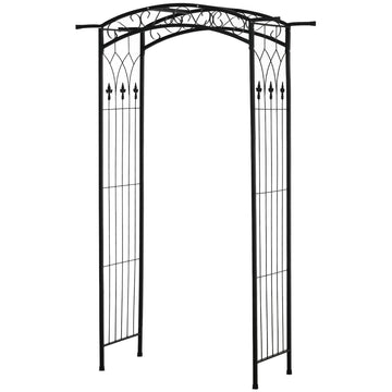 7Ft Outdoor Garden Arbor, Wedding Arch for Ceremony, Trellis with Scrollwork Design, Ideal for Climbing Vines and Plants, Black