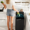 12 Gallon Sensor Can, Automatic Garbage Can with Soft-Close Lid, Fingerprint-Proof Stainless Steel, Matte Black