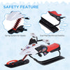 Soozier GT Snow Racer Sleds for Kids with Padded Rubber Seat Traction Rope, Snow Motor with Wind Shield Handle and Anti-Slip Pedal, Winter Gift for Boys Girls Red