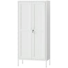 Office Storage Cabinet, Lockable Filing Cabinet with 3 Adjustable Shelves and 2 Doors for Home Office, Garage, White