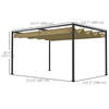 10x7ft Pergola with Retractable Roof Outdoor Patio Sun Shelter Garden Grape Tent Water-resistant Yard Shade, Khaki