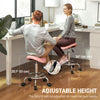 Saddle Stool, PU Leather Adjustable Rolling Salon Chair, Pink