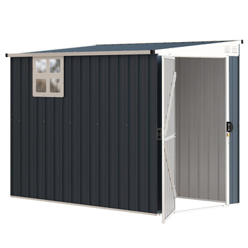 4' x 8' Outdoor Storage Shed, Metal Garden Shed with Window, 2 Vents and Lockable Door for Backyard, Garden, Patio