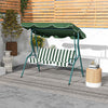 Outdoor Porch Swing with Adjustable Canopy, 3-Seater Patio Swing Chair with Cushion, Green