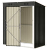 5 x 3 ft Outdoor Storage Shed, Lean-to Metal Garden Shed with Lockable Door and Vents, Dark Grey