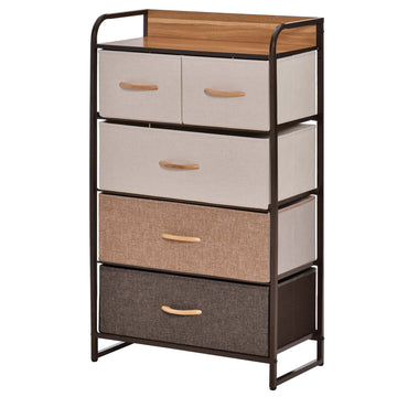 Dresser with 5 Drawers, Chest of Drawers with Metal Frame, Fabric Dresser for Living Room, Multi-Coloured