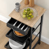 Kitchen Island Rolling Trolley Utility Serving Cart with Drawer Black